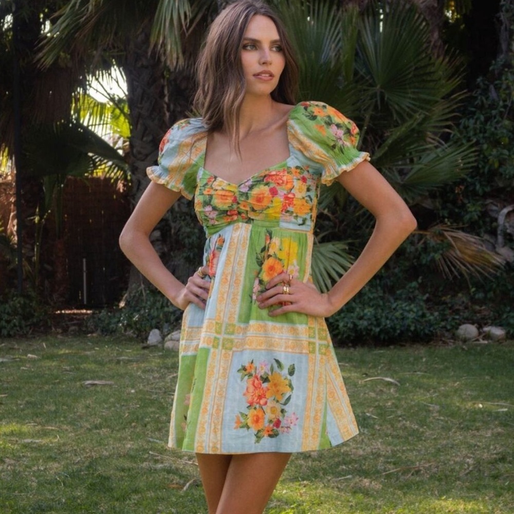 New! Show Me Your Mumu Annabelle Puff Sleeve Mini Dress 🌻 XL - Picture 6 of 14